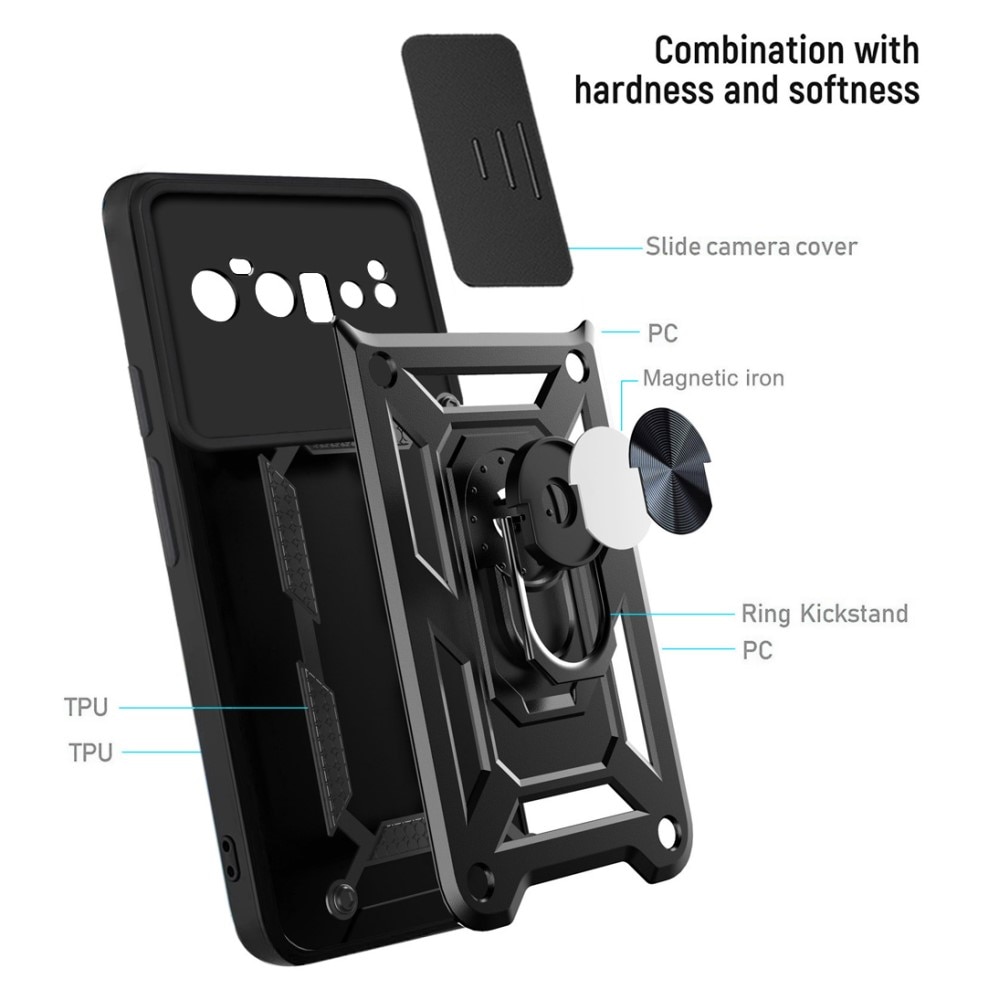 Coque Hybride Ring avec Protège Caméra Google Pixel 6 Pro, Noir