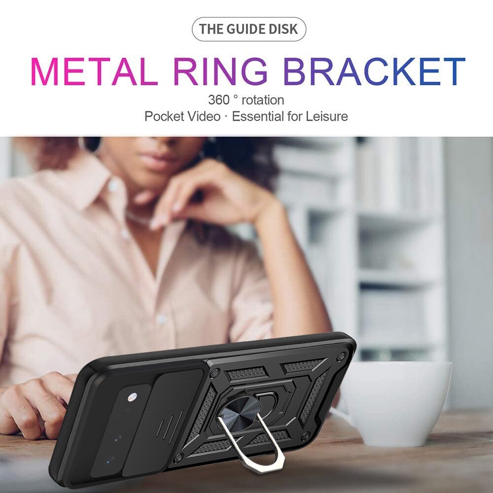 Coque Hybride Ring avec Protège Caméra Google Pixel 6, Noir
