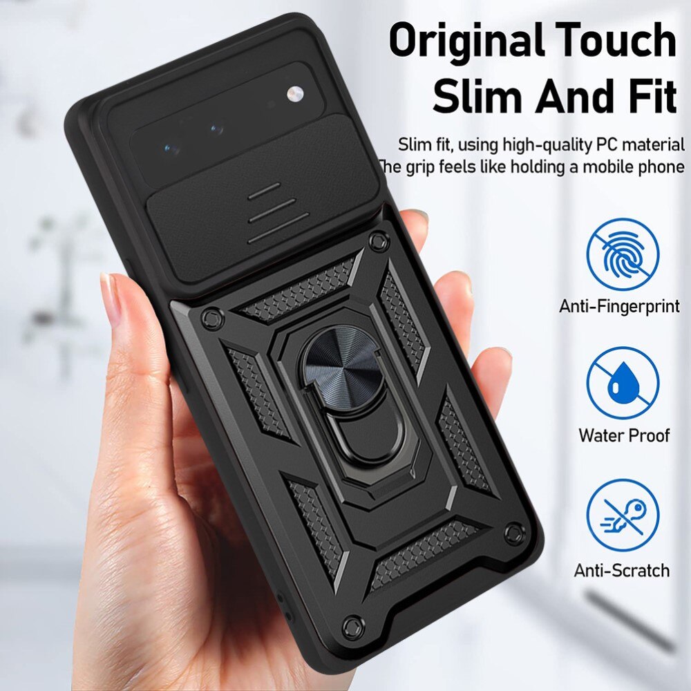 Coque Hybride Ring avec Protège Caméra Google Pixel 6, Noir