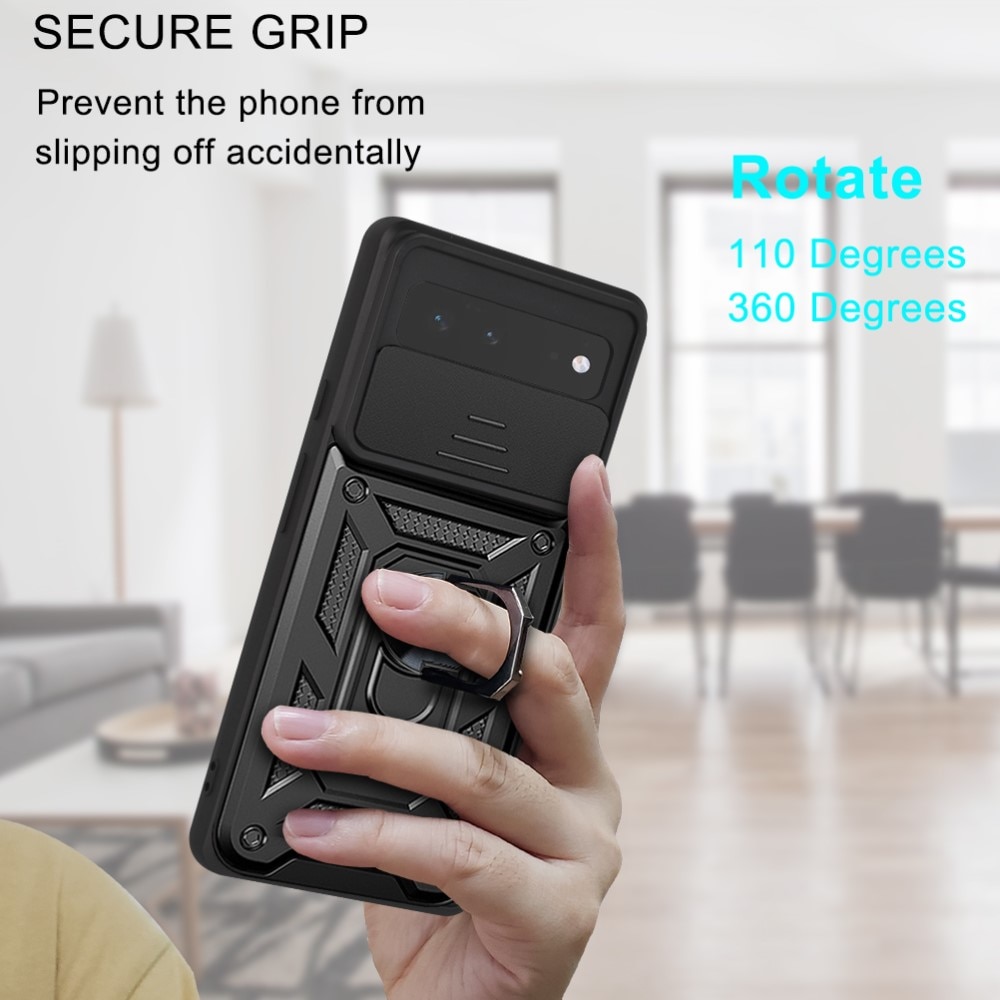Coque Hybride Ring avec Protège Caméra Google Pixel 6, Noir