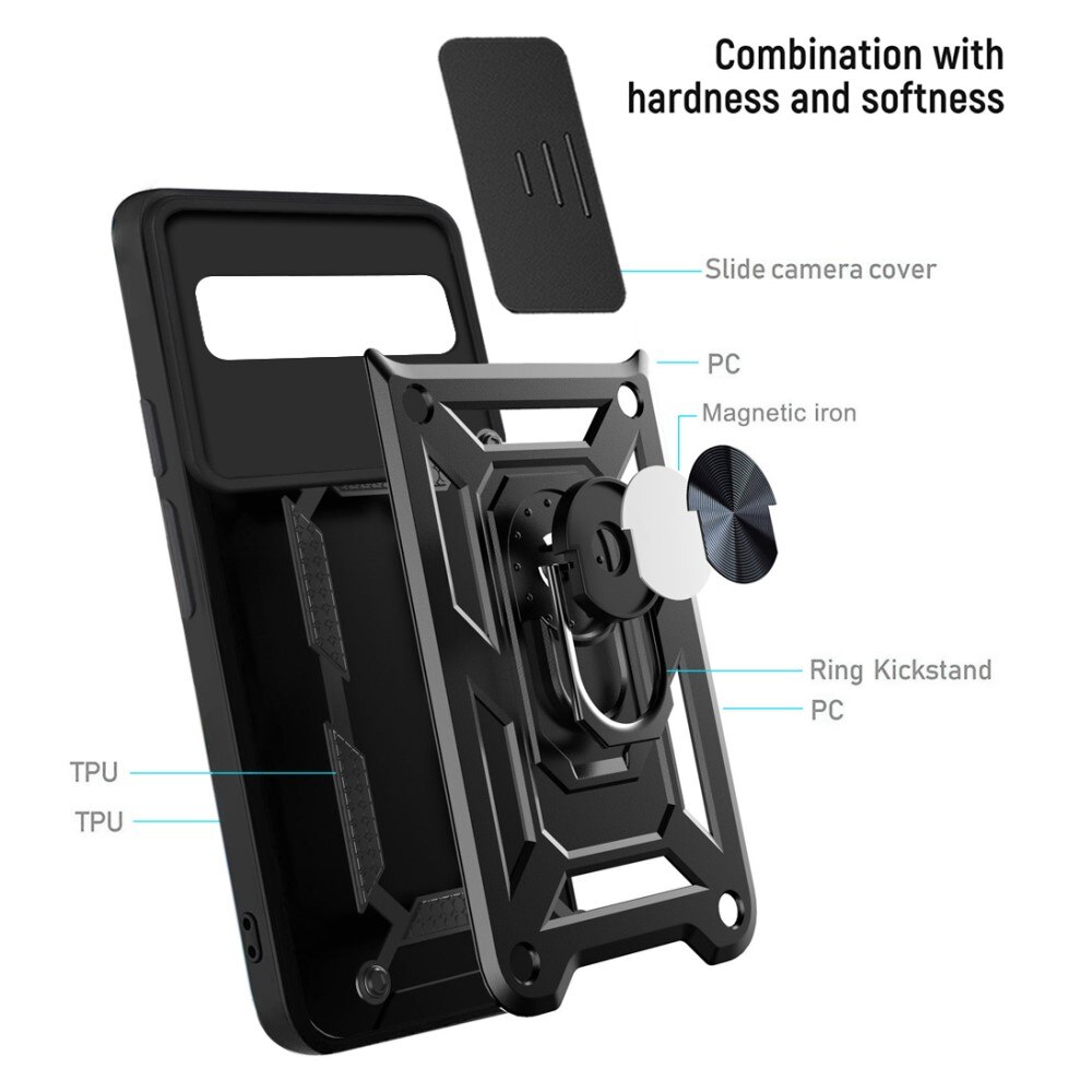 Coque Hybride Ring avec Protège Caméra Google Pixel 6, Noir