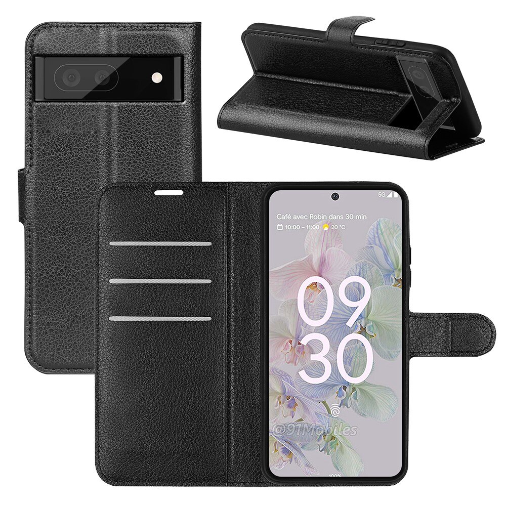 Coque portefeuille Google Pixel 6a, Noir