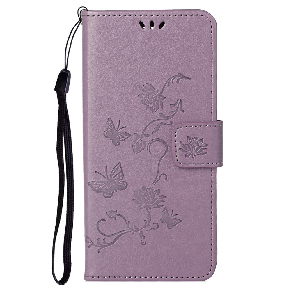 Étui en cuir à papillons pour Google Pixel 6a, Violet