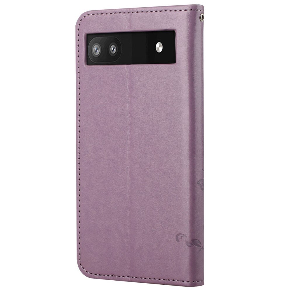 Étui en cuir à papillons pour Google Pixel 6a, Violet