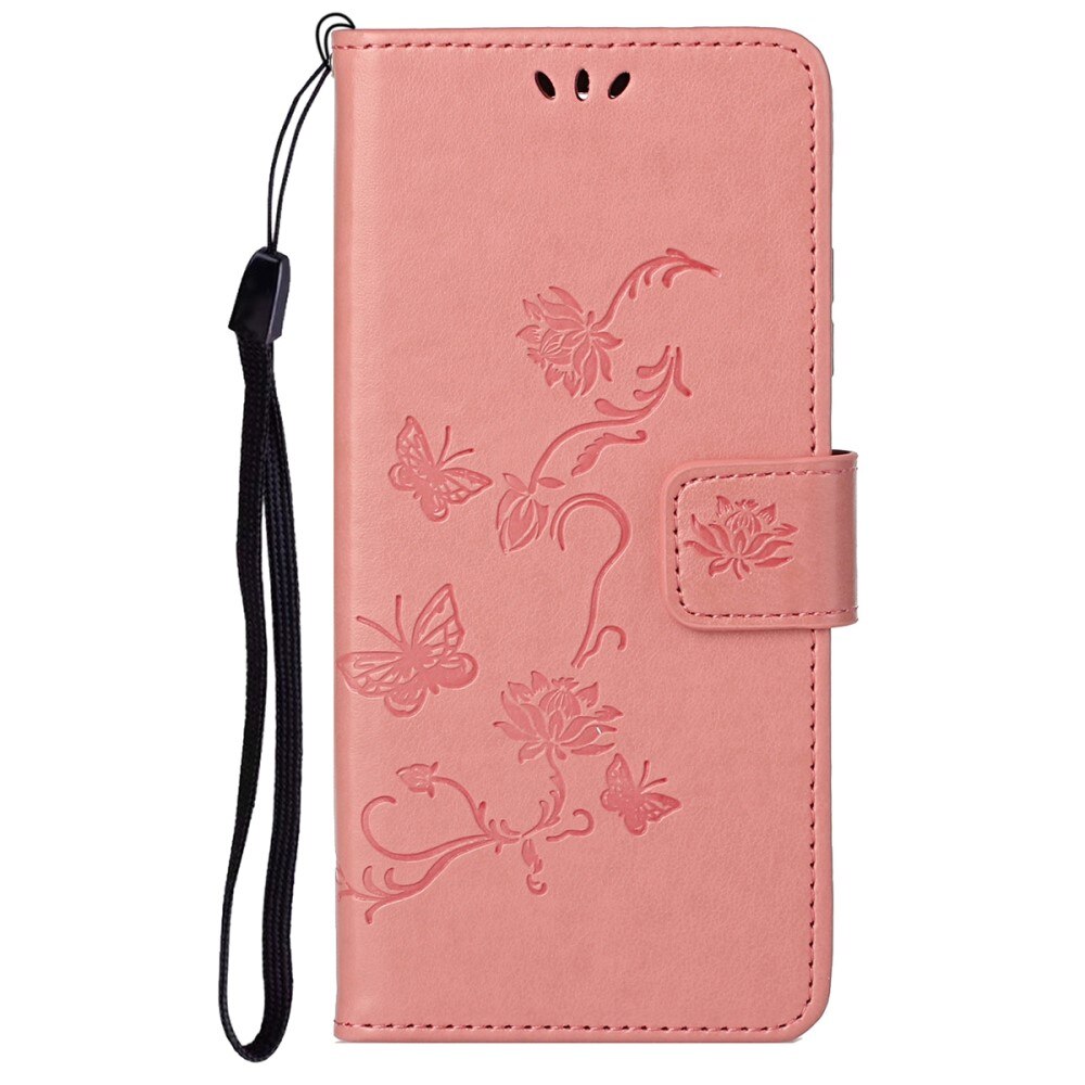 Étui en cuir à papillons pour Google Pixel 6a, Rose