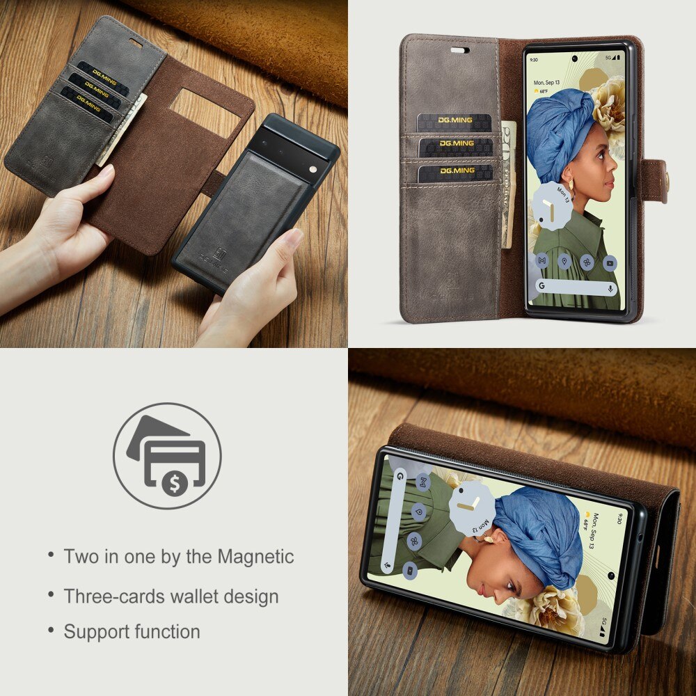 Étui portefeuille Magnet Wallet Google Pixel 6 Pro, Marron