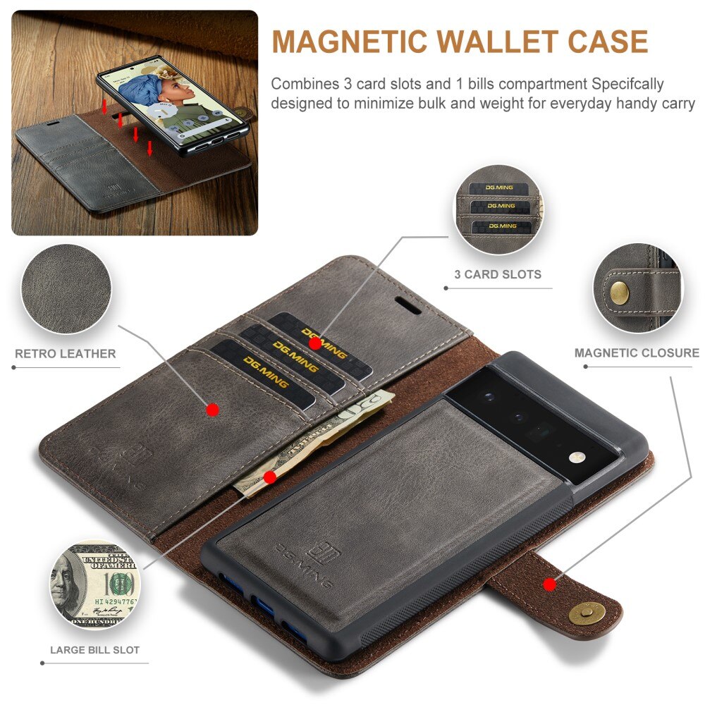 Étui portefeuille Magnet Wallet Google Pixel 6 Pro, Marron