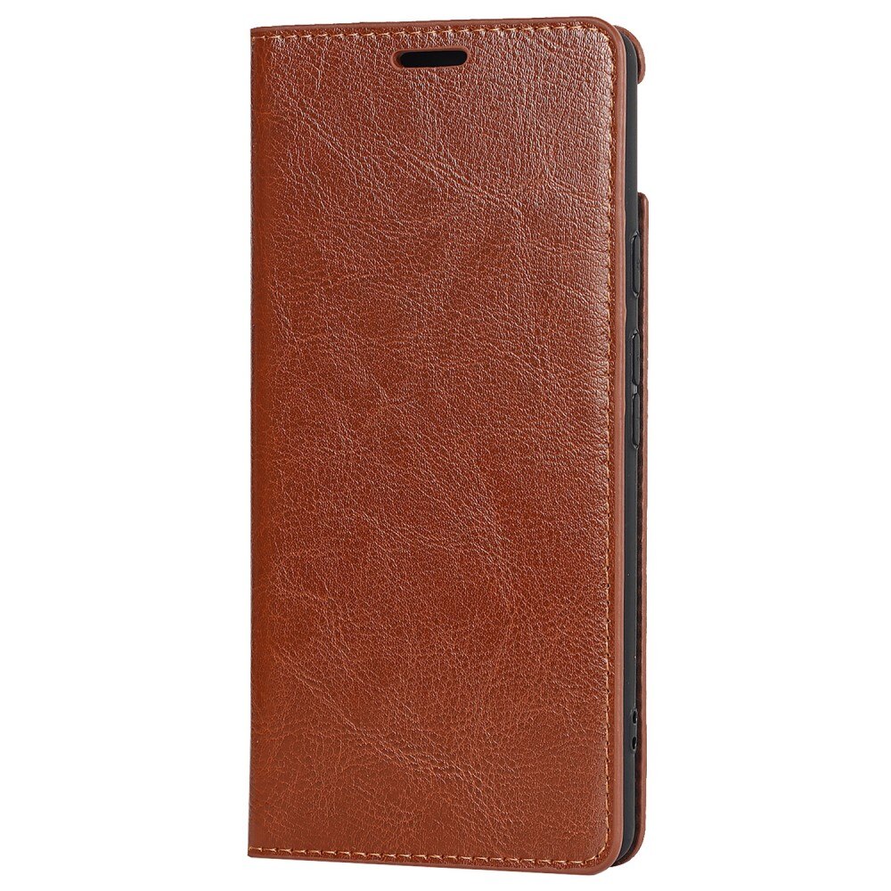 Coque portefeuille en cuir Veritable Google Pixel 6a, marron