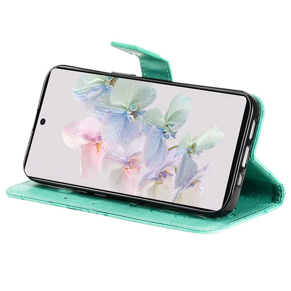 Étui en cuir à papillons pour Google Pixel 7, Vert