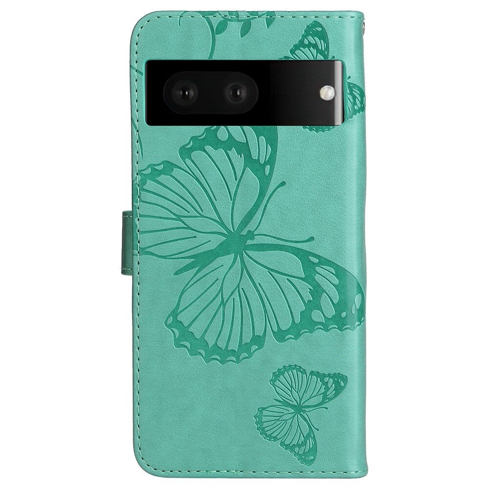 Étui en cuir à papillons pour Google Pixel 7, Vert