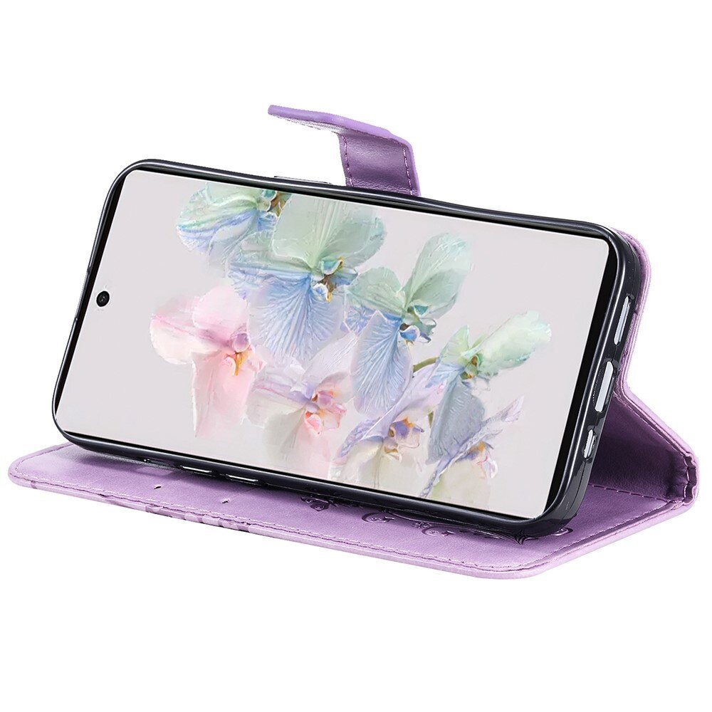 Étui en cuir à papillons pour Google Pixel 7, Violet