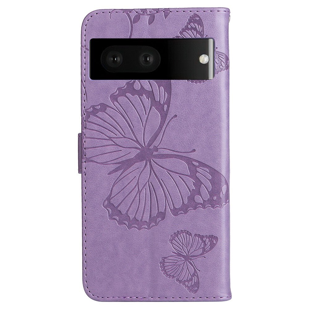 Étui en cuir à papillons pour Google Pixel 7, Violet