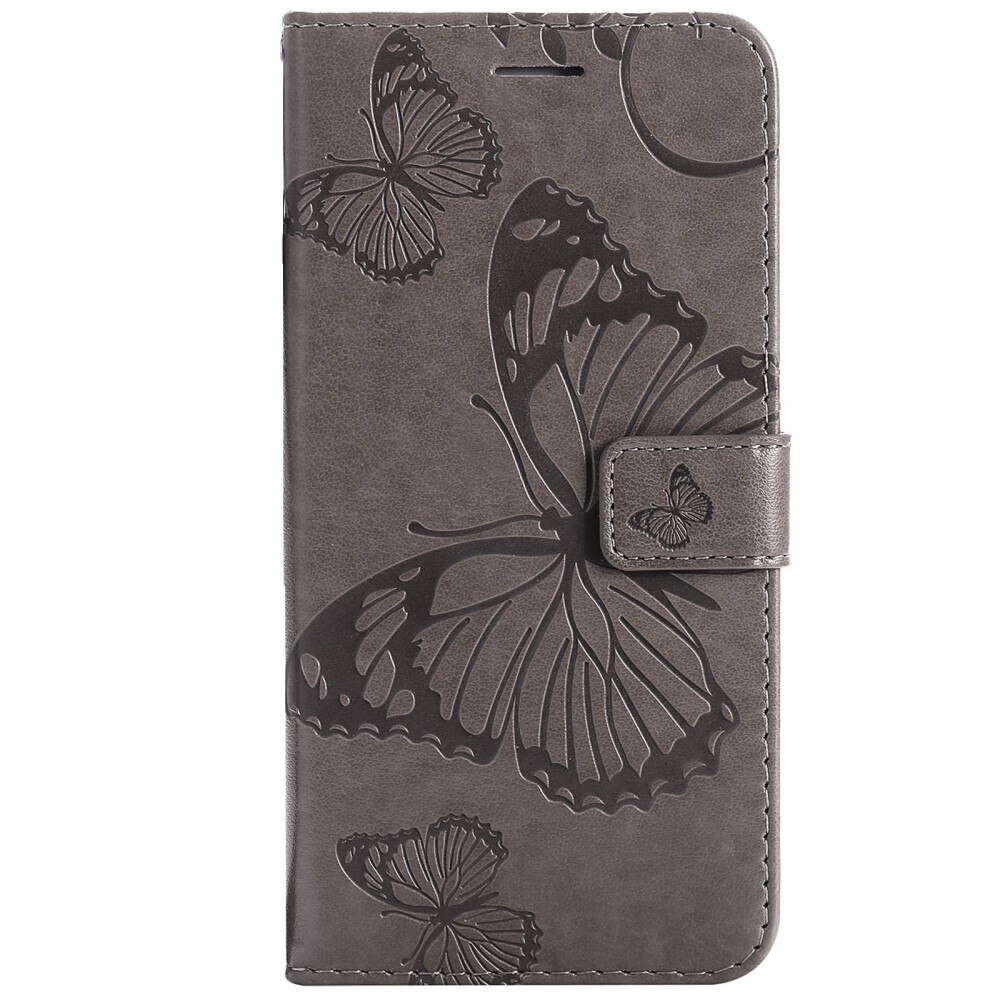 Étui en cuir à papillons pour Google Pixel 7, Gris