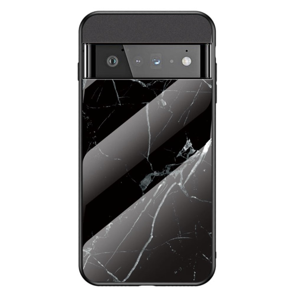 Coque en verre trempé Google Pixel 7, marbre noir