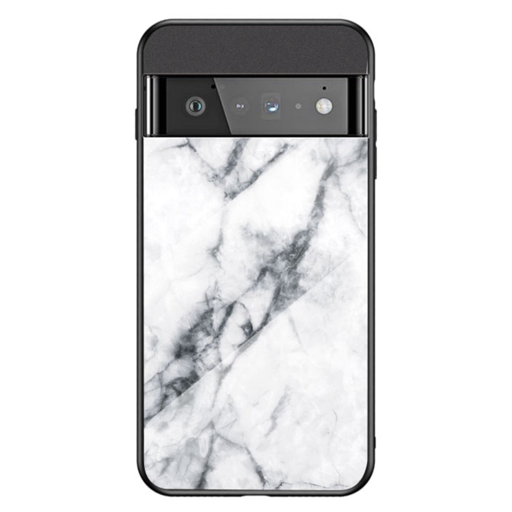 Coque en verre trempé Google Pixel 7, marbre blanc