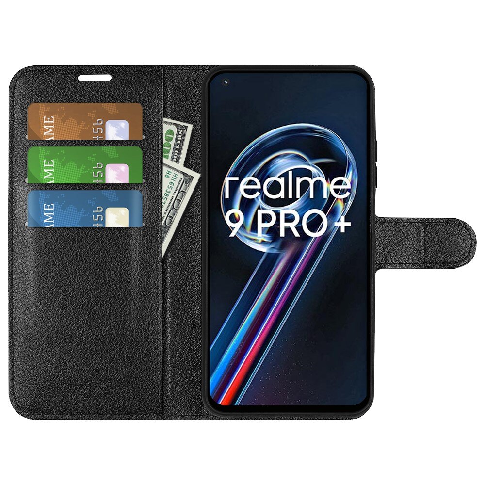 Coque portefeuille Realme 9 Pro Plus, Noir