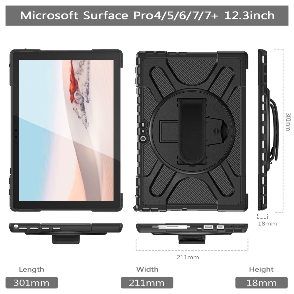 Coque hybride antichoc Microsoft Surface Pro 4/5/6/7/7 Plus Noir