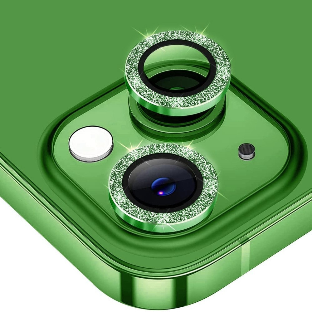 Protecteur d'objectif aluminium scintillant + Verre trempé iPhone 13/13 Mini Vert