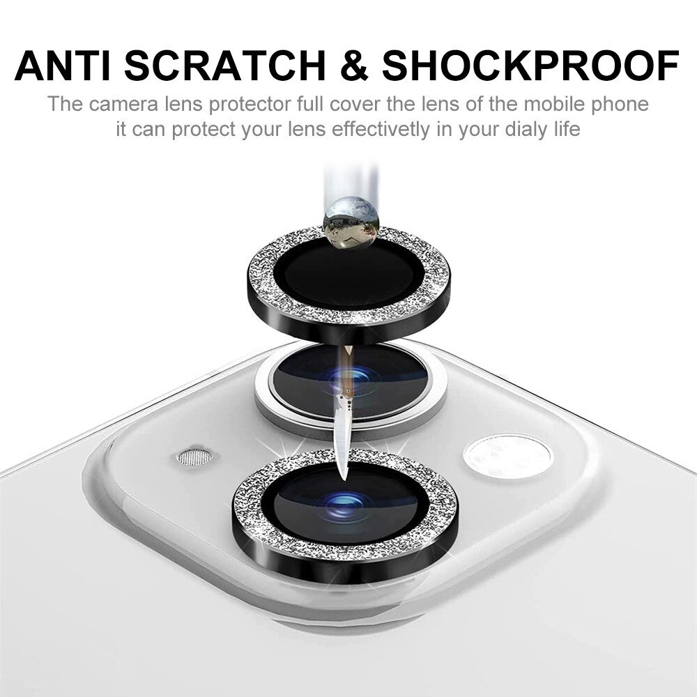 Protecteur d'objectif aluminium scintillant + Verre trempé iPhone 13/13 Mini Vert