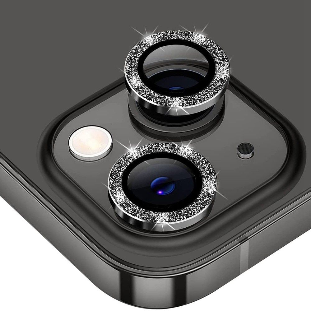 Protecteur d'objectif aluminium scintillant + Verre trempé iPhone 13/13 Mini Noir