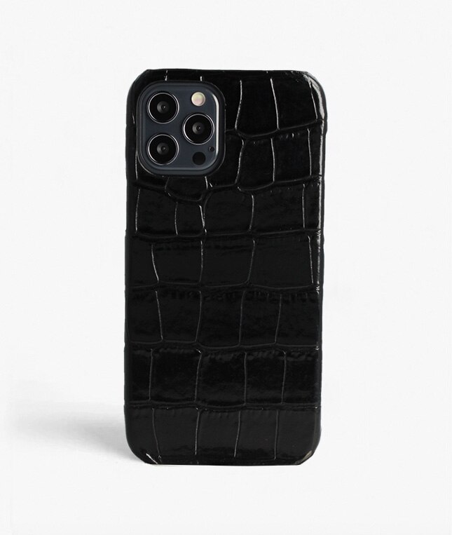 Coque iPhone 12/iPhone 12 Pro Croco Noir