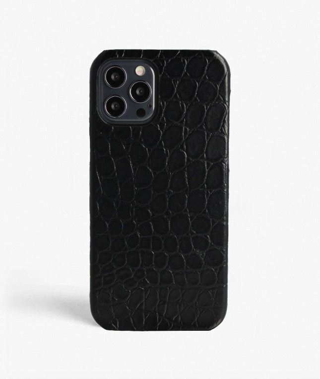 Coque iPhone 12/iPhone 12 Pro Small Croco Noir