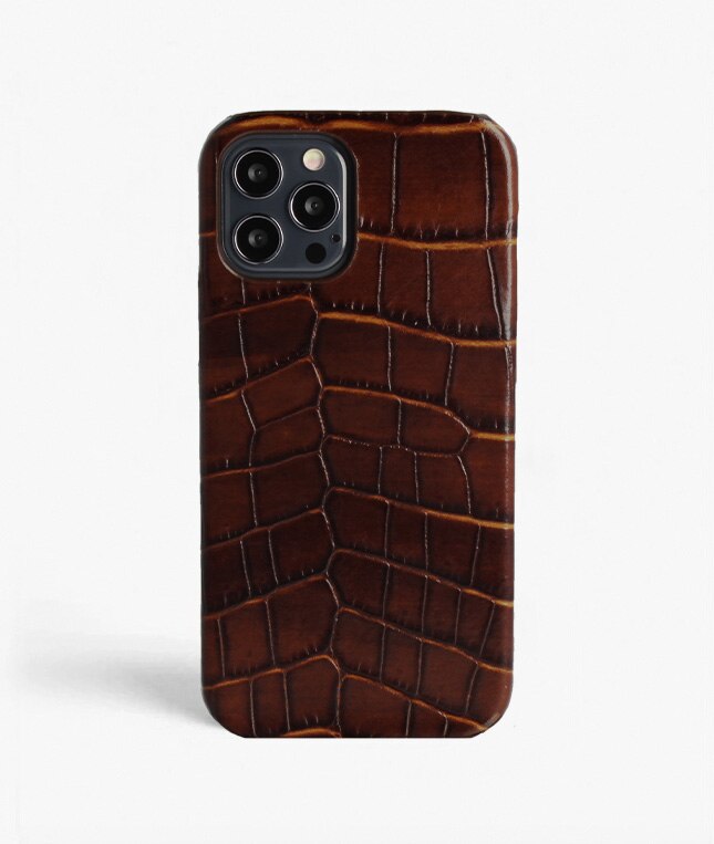 Coque iPhone 12/iPhone 12 Pro Croco Marron