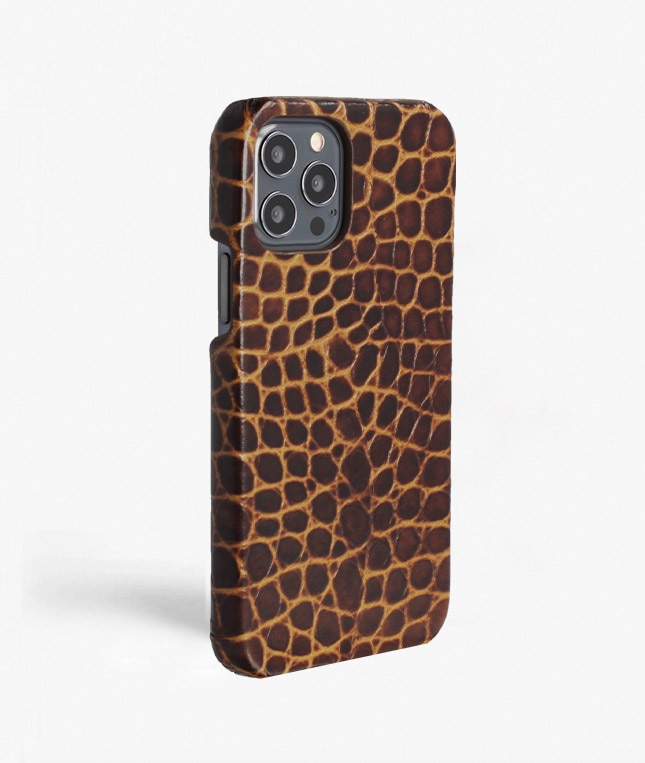 Coque iPhone 12/iPhone 12 Pro Small Croco Marron