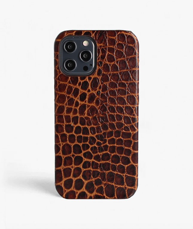 Coque iPhone 12 Pro Max Small Croco Marron