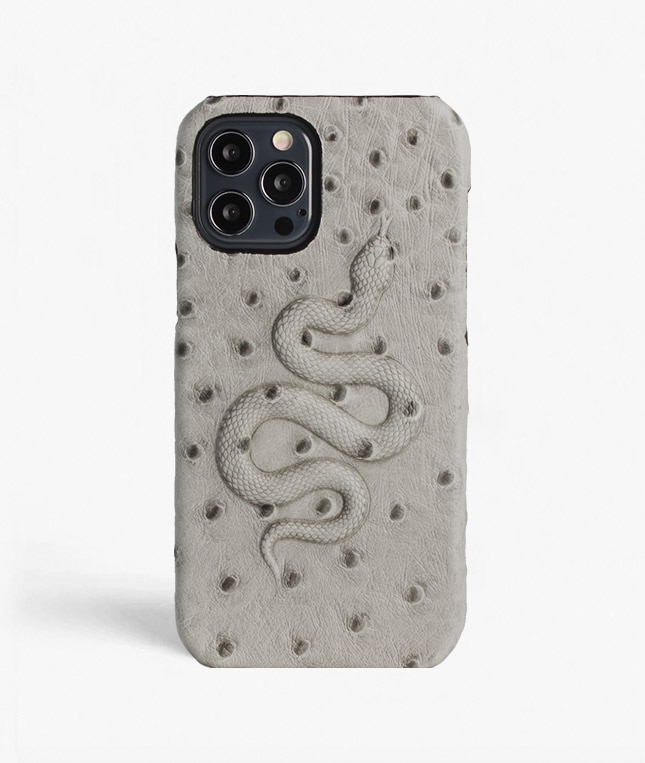 Coque iPhone 12/iPhone 12 Pro Snake Ostrich Grey