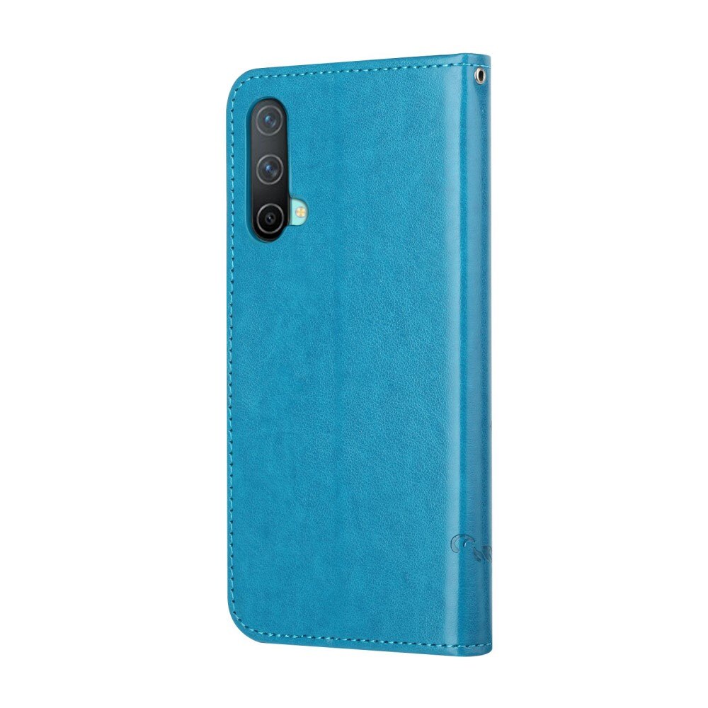 Étui en cuir à papillons pour  OnePlus Nord CE 5G, Bleu