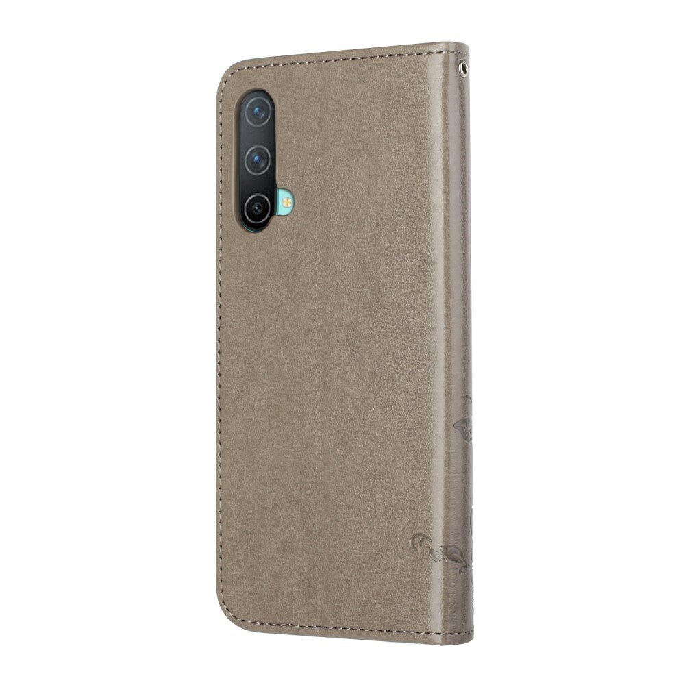 Étui en cuir à papillons pour  OnePlus Nord CE 5G, Gris