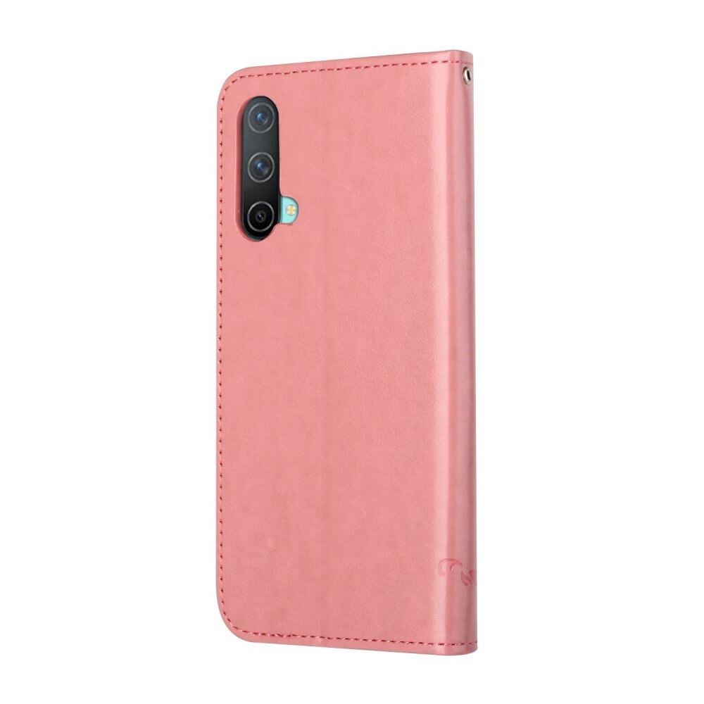 Étui en cuir à papillons pour  OnePlus Nord CE 5G, Rose
