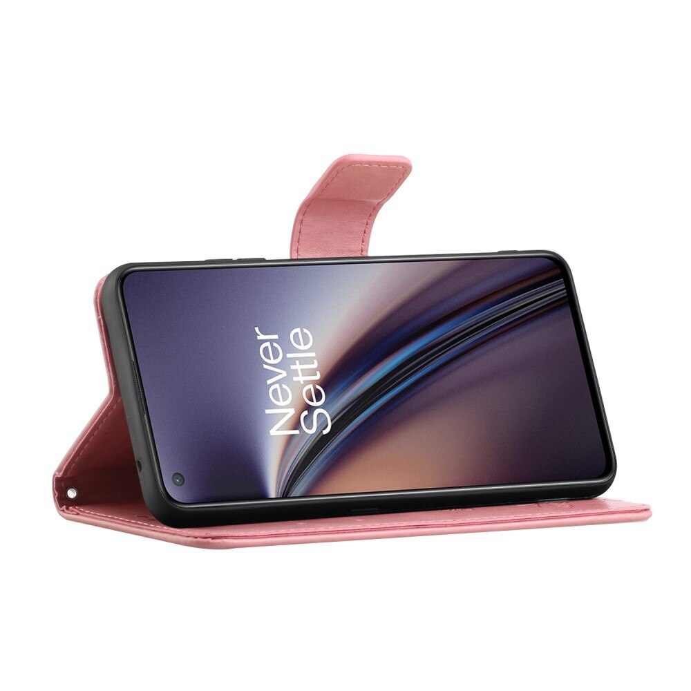 Étui en cuir à papillons pour  OnePlus Nord CE 5G, Rose
