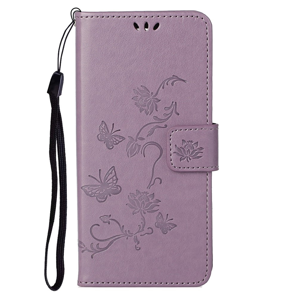 Étui en cuir à papillons pour OnePlus Nord 2 5G, violet