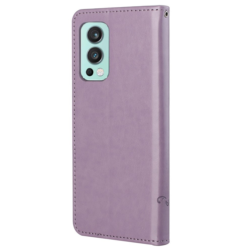 Étui en cuir à papillons pour OnePlus Nord 2 5G, violet