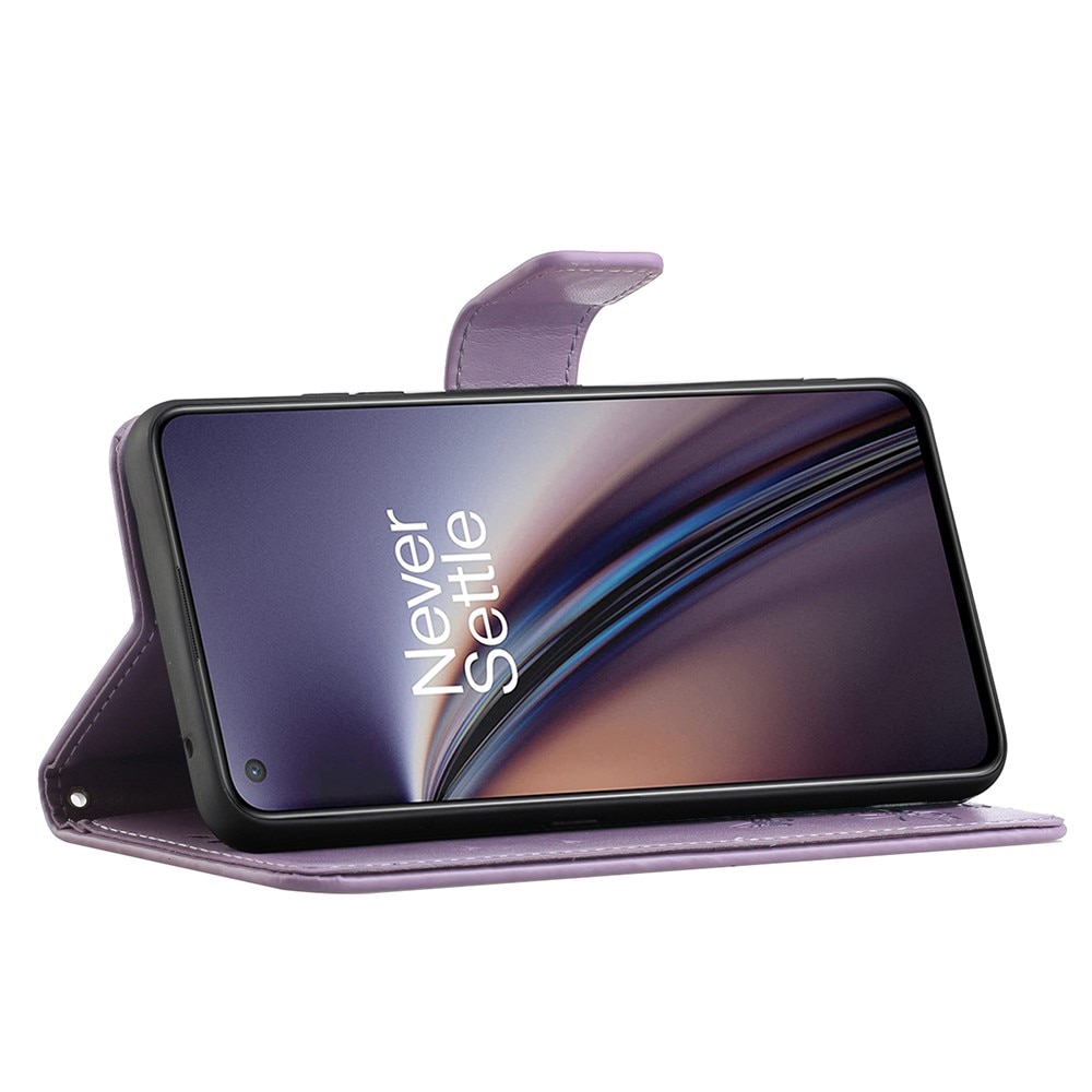 Étui en cuir à papillons pour  OnePlus Nord 2 5G, Violet