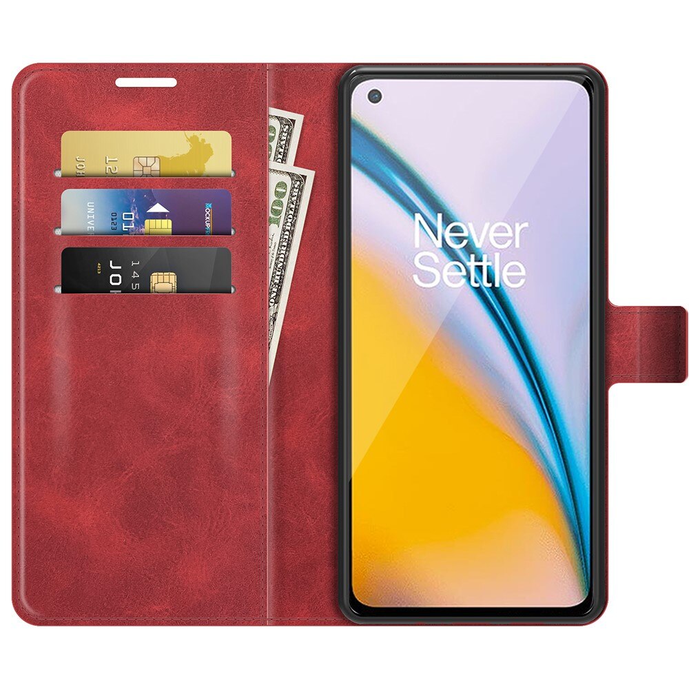 Étui portefeuille Leather Wallet OnePlus Nord 2 5G Red