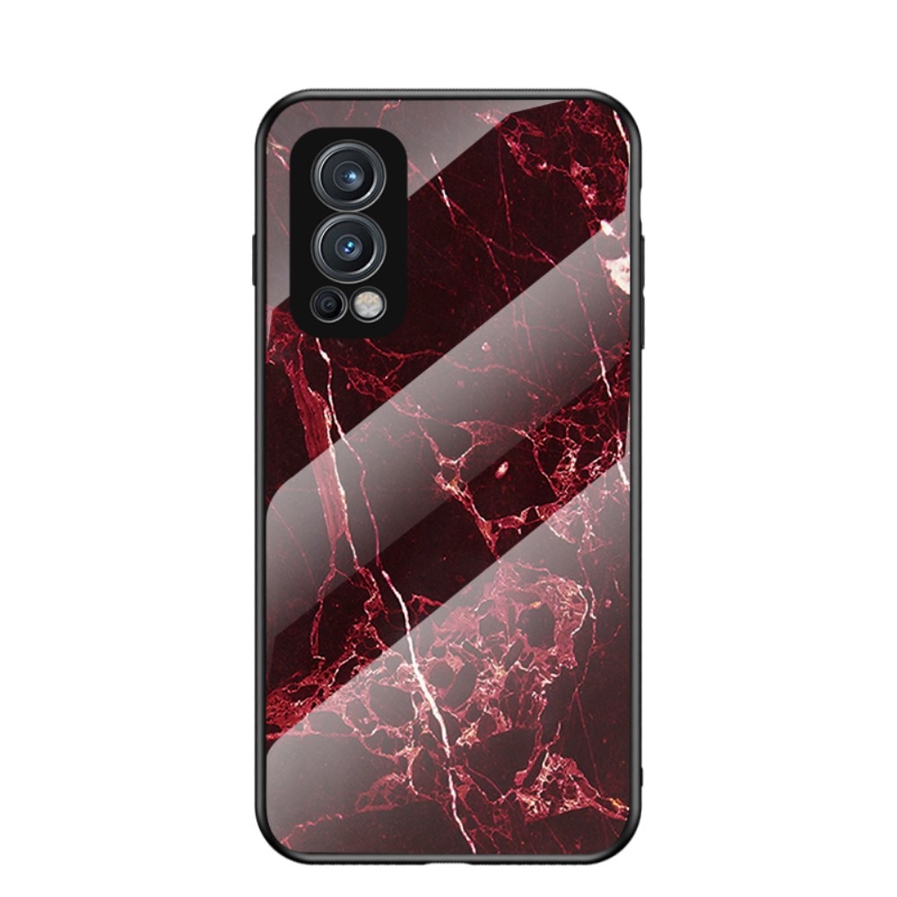 Coque en verre trempé OnePlus Nord 2 5G Marbre rouge
