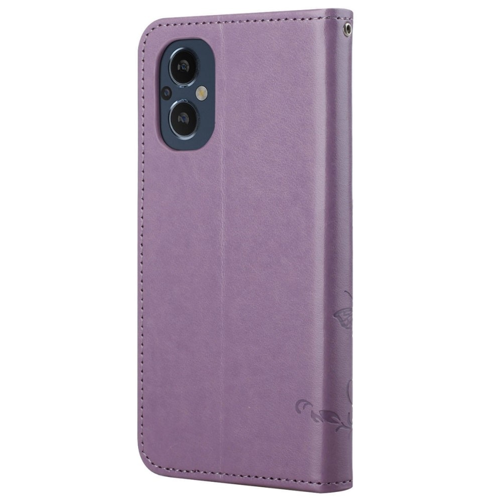 Étui en cuir à papillons pour OnePlus Nord N20, violet