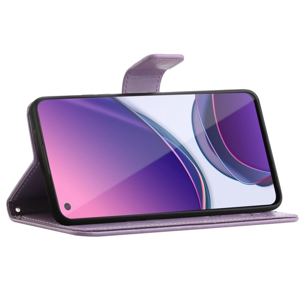 Étui en cuir à papillons pour OnePlus Nord N20, violet