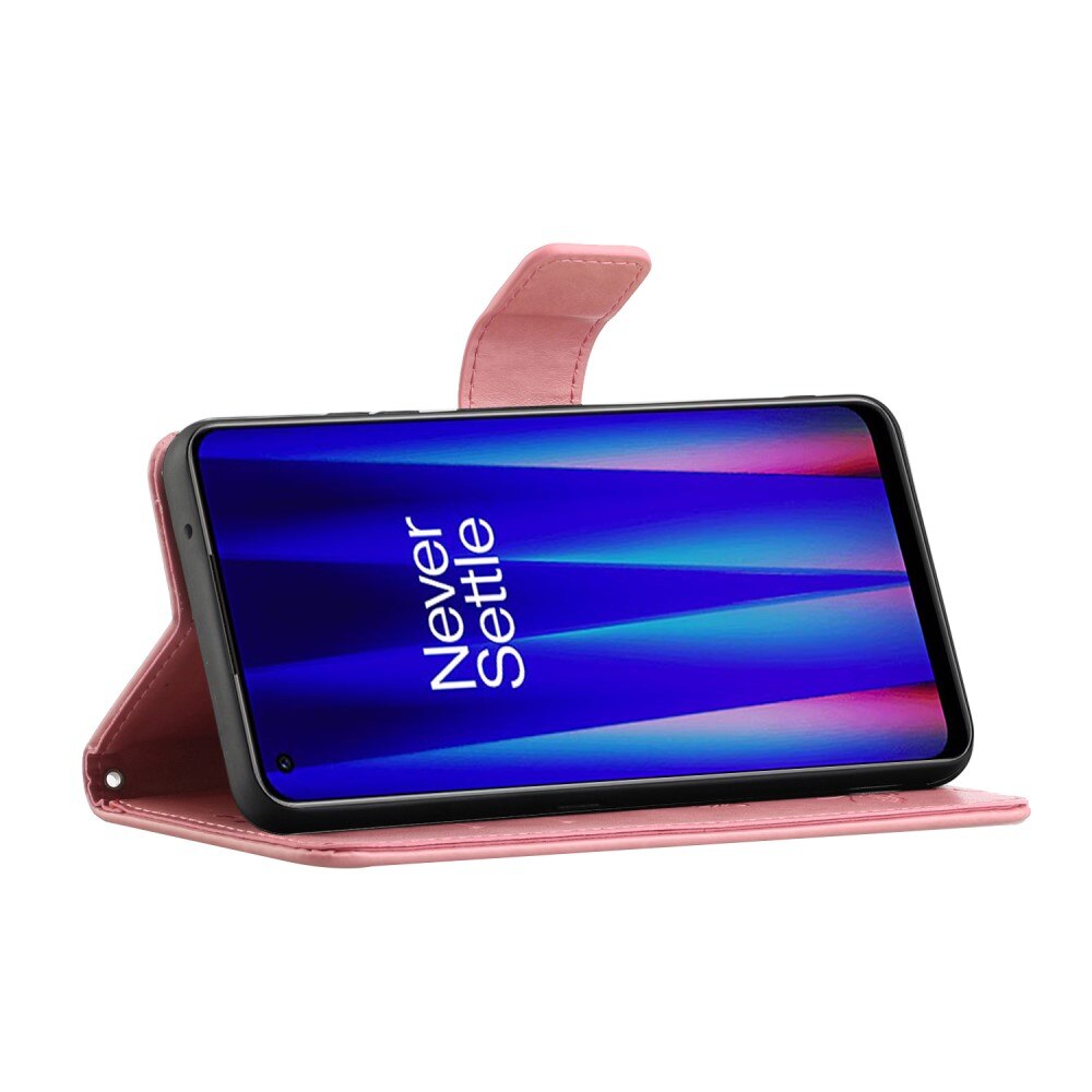 Étui en cuir à papillons pour  OnePlus Nord CE 5G, Rose