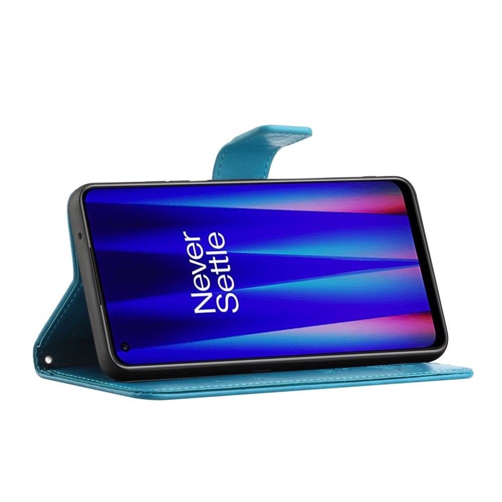 Étui en cuir à papillons pour  OnePlus Nord CE 5G, Bleu