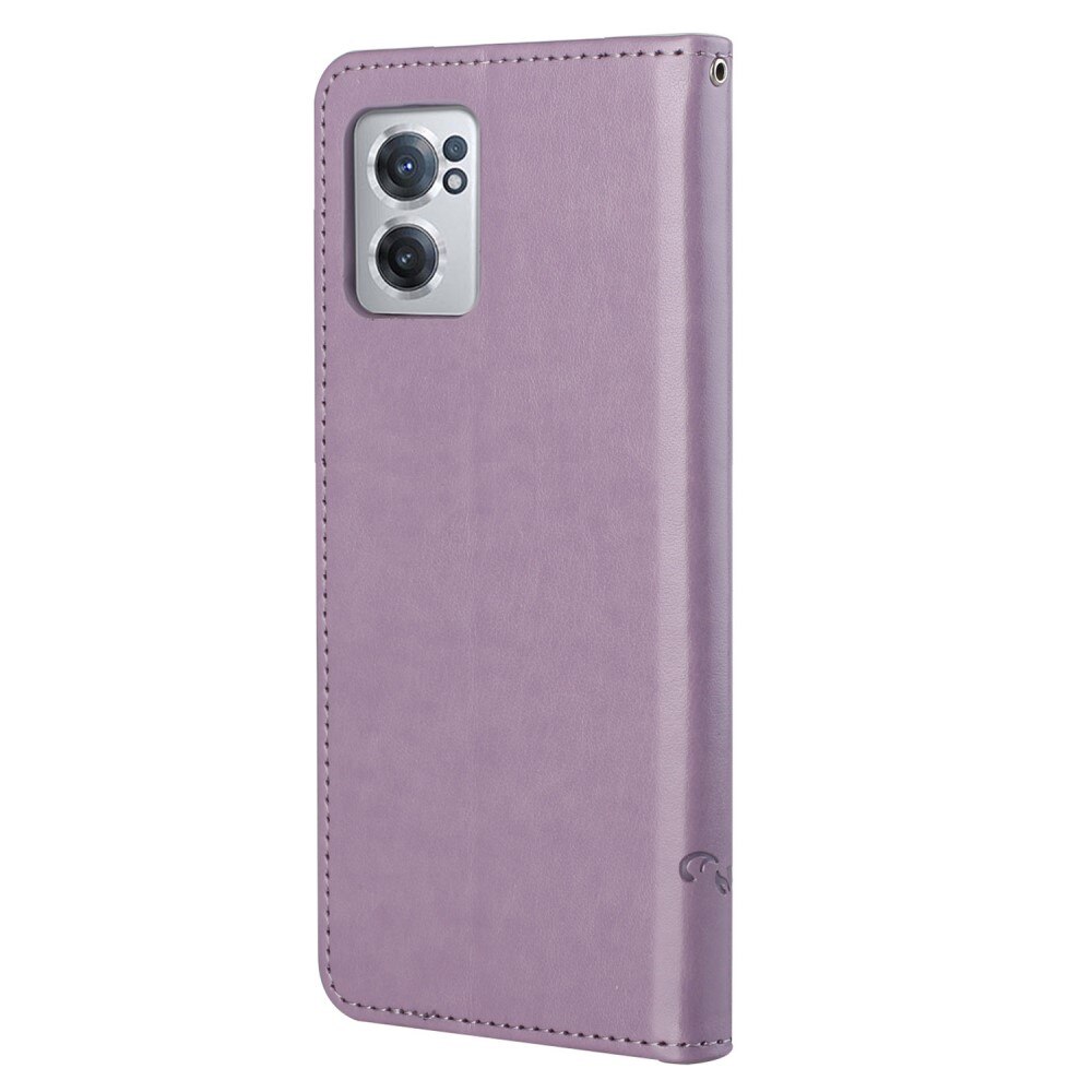 Étui en cuir à papillons pour  OnePlus Nord CE 5G, Violet