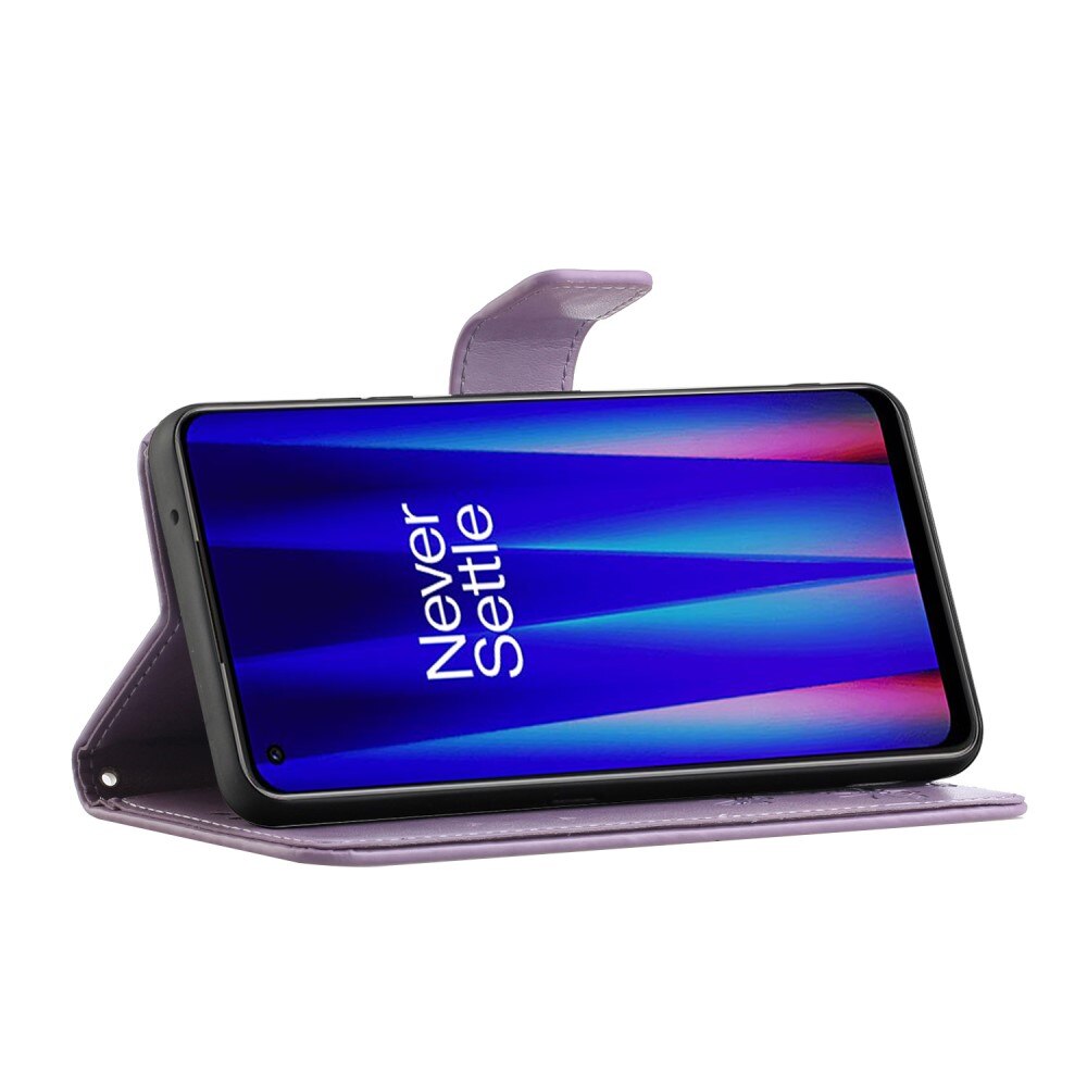 Étui en cuir à papillons pour  OnePlus Nord CE 5G, Violet