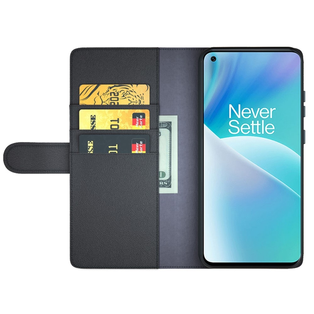 Étui en cuir veritable  Oneplus Nord 2T 5G, Noir