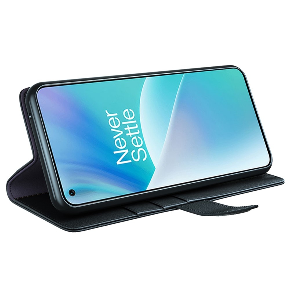 Étui en cuir veritable  Oneplus Nord 2T 5G, Noir