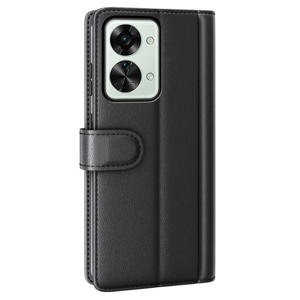 Étui en cuir veritable  Oneplus Nord 2T 5G, Noir