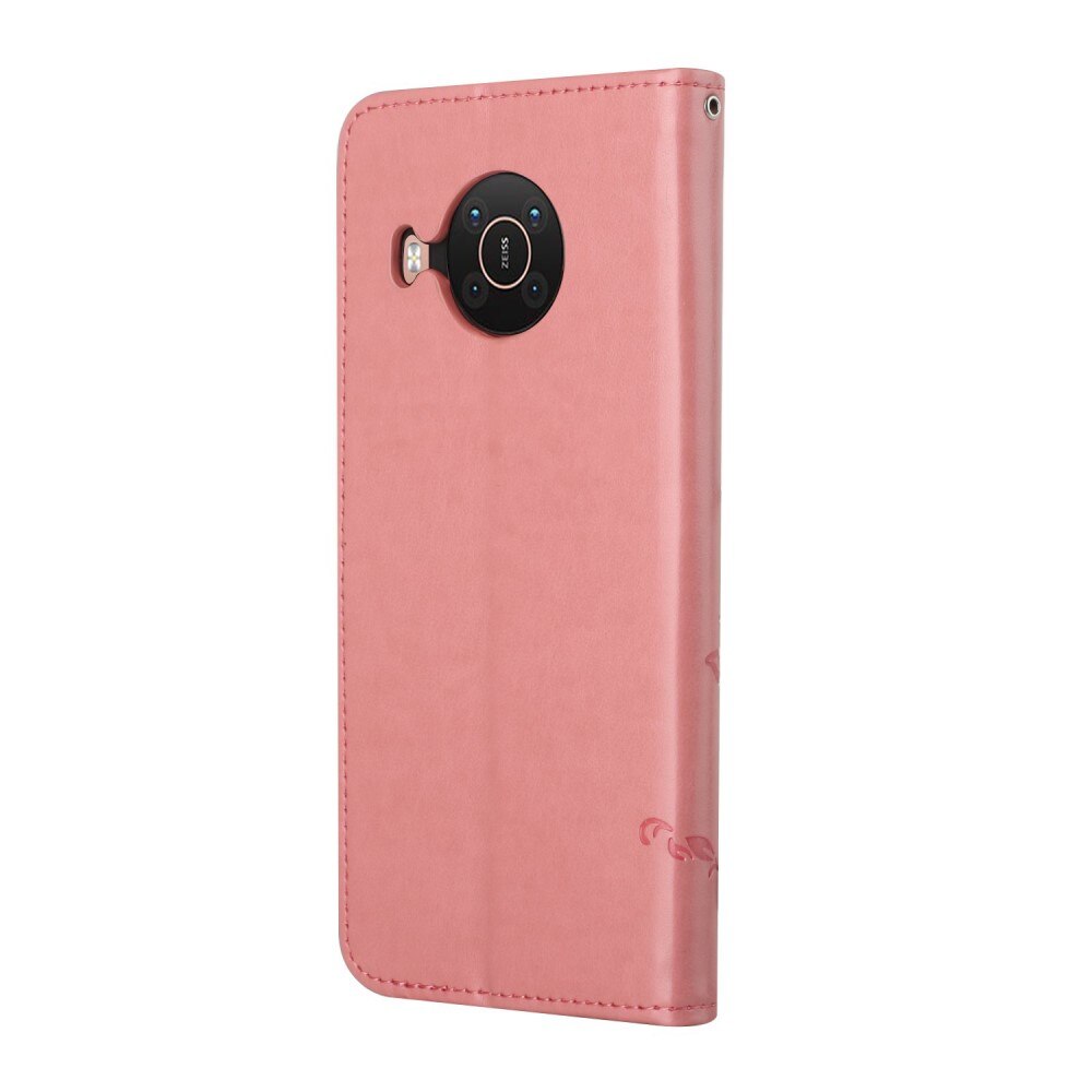 Étui en cuir à papillons pour Nokia X10/X20, rose