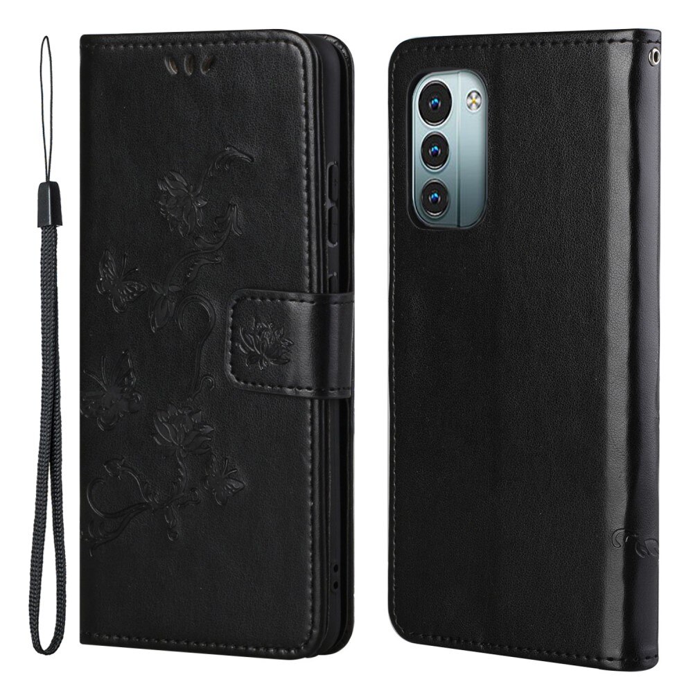 Étui en cuir à papillons pour  Nokia G11/Nokia G21, Noir